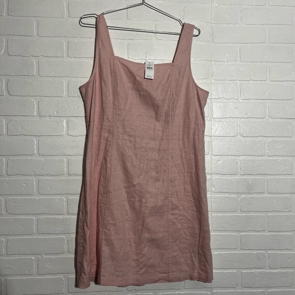 LOFT Womens Dress Linen Blend Pink Swing Mini Feminine Sleeveless Size 10 NWT